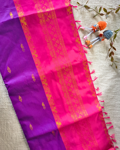 Premium Kalyani Cotton Saree with Butta - Purple