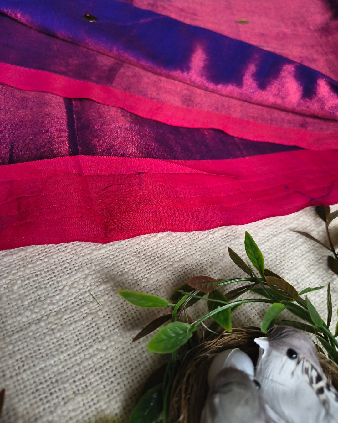 Pure Khadi Tissue Saree with Coin design - Magenta