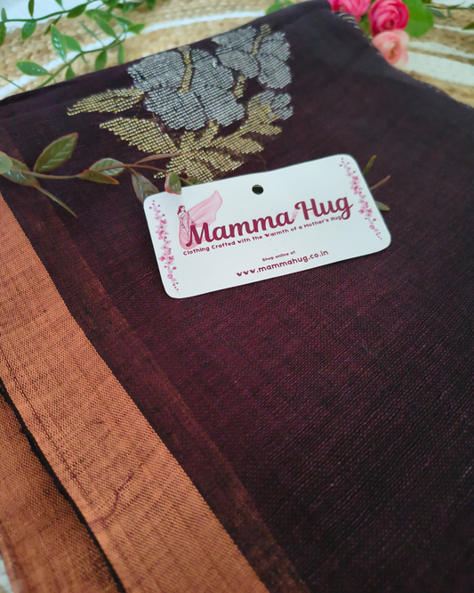 Premium Linen By Linen Handloom Saree - Maroon