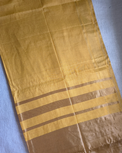 Soft Linen Tissue Saree Plain - Golden Yellow MammaHug