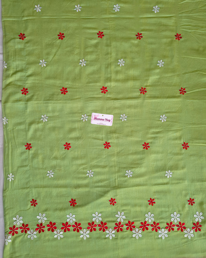 Mul Cottom Handloom Saree Flower Embroidery