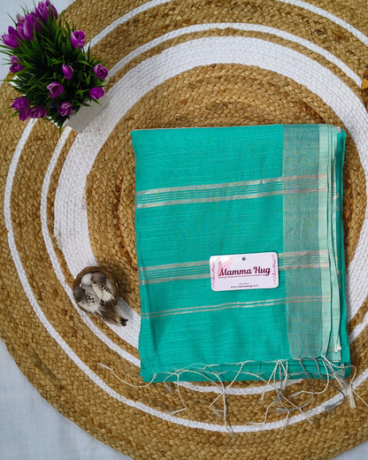 Cotton Silk Handloom Saree Silver Zari Border