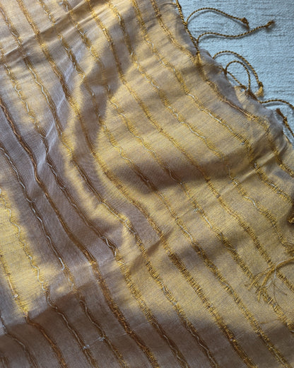 Soft Linen Tissue Saree with Sequins- Golden MammaHug