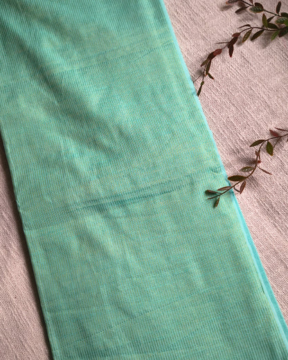 Pure Cottom Handloom Saree with Gold Zari weaving in Half & Half Pattern - Pista Green