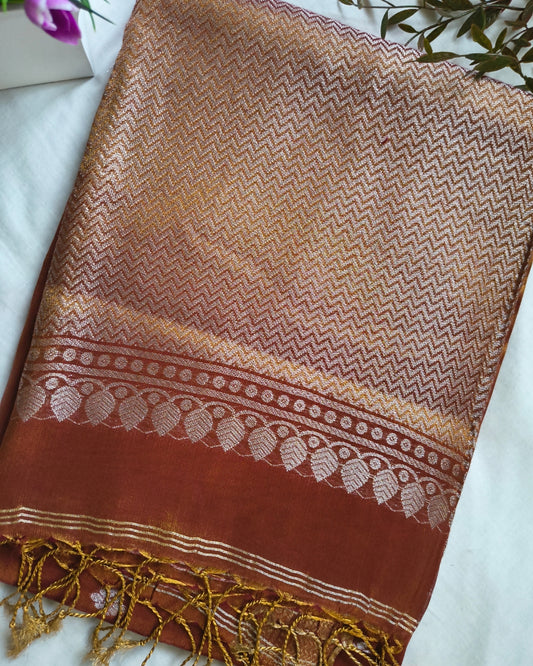 Soft Linen Tissue Saree with Hand Woven Buttas - Honey MammaHug