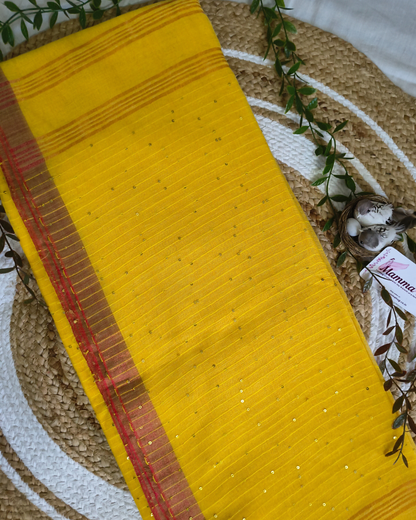 Premium Linen By Linen Handloom Saree - Yellow