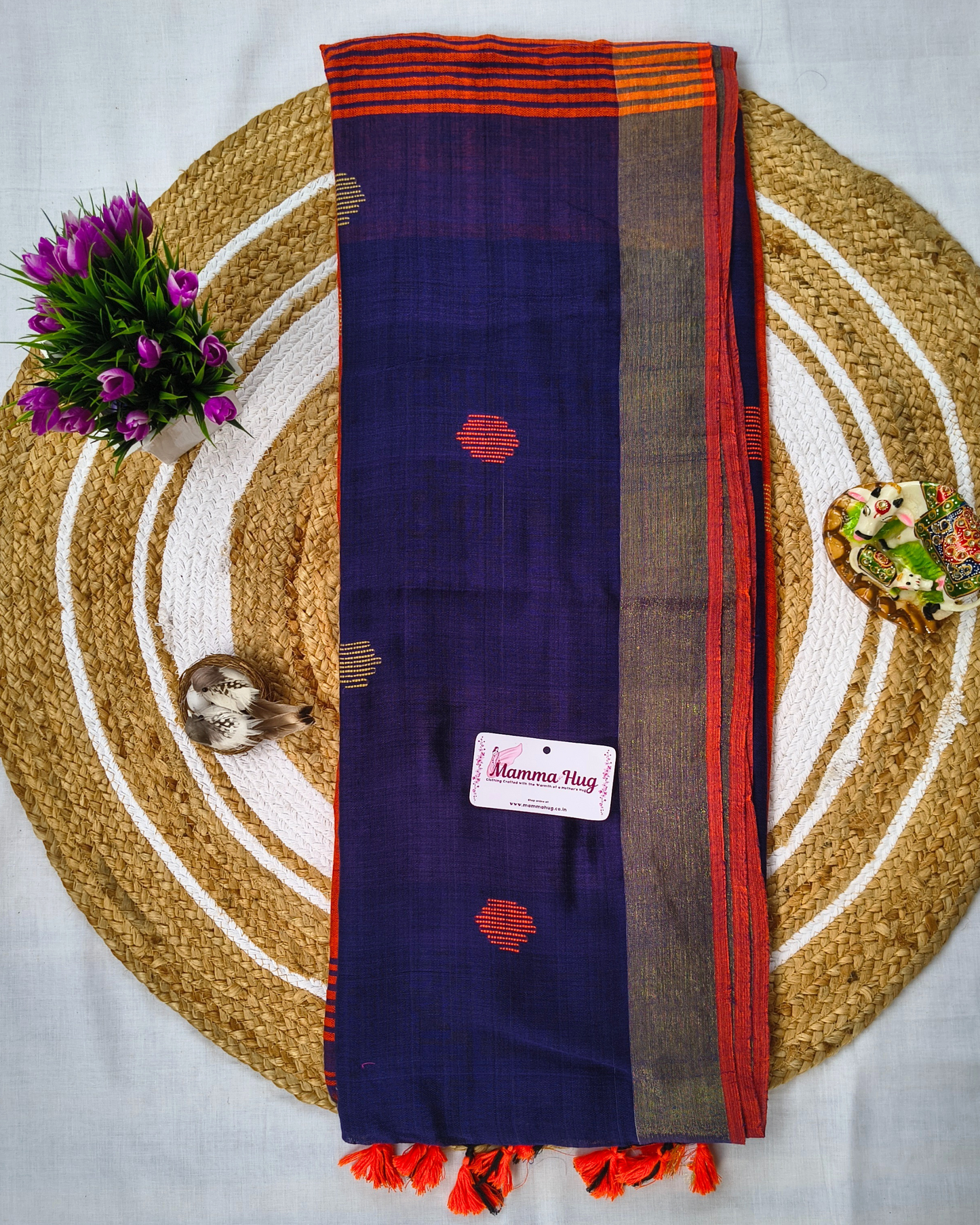 Khadi Cotton Handloom Saree Butta Design