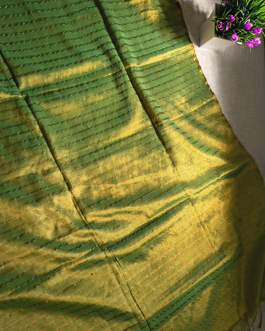 Soft Linen Tissue Saree with Sequins- Green MammaHug