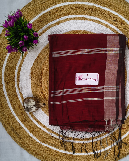 Cotton Silk Handloom Saree Silver Zari Border