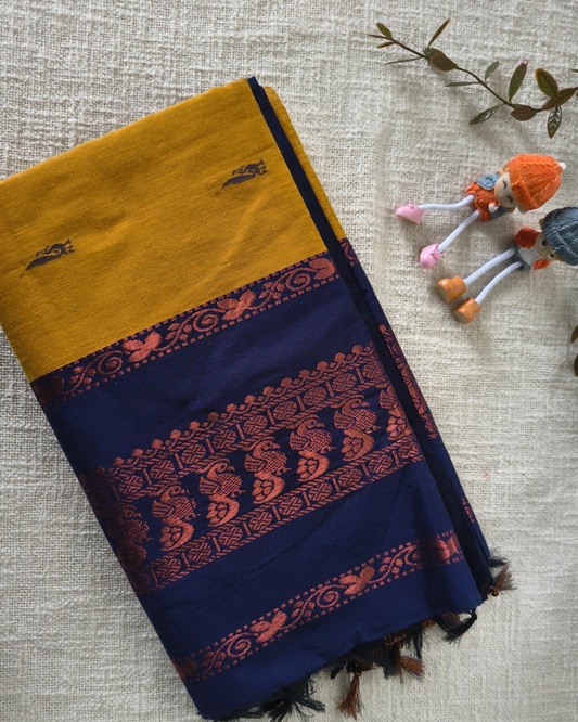 Premium Kalyani Cotton Saree with Butta - Yellow