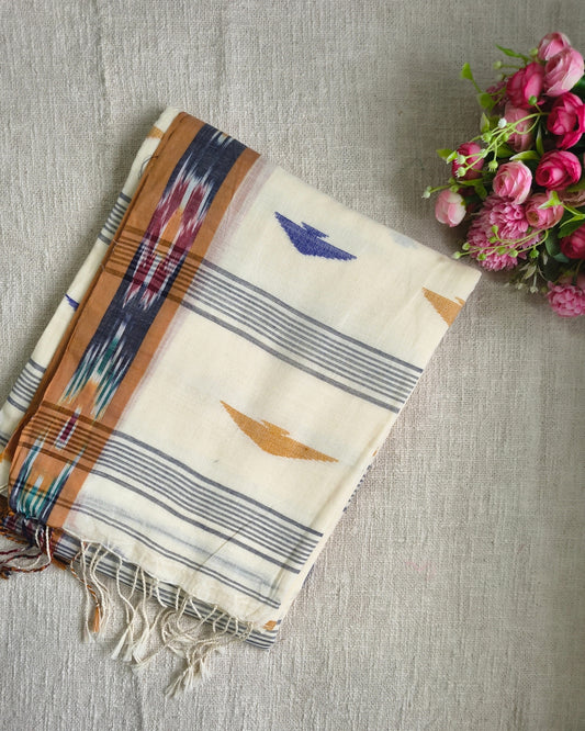 Pure Cottom Handloom Saree - Ikkat - Beige