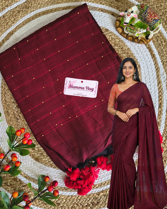 Mul Cotton Handloom Saree with Sequins MammaHug