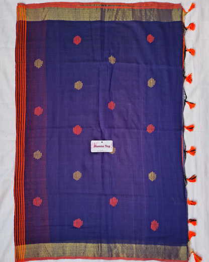 Khadi Cotton Handloom Saree Butta Design