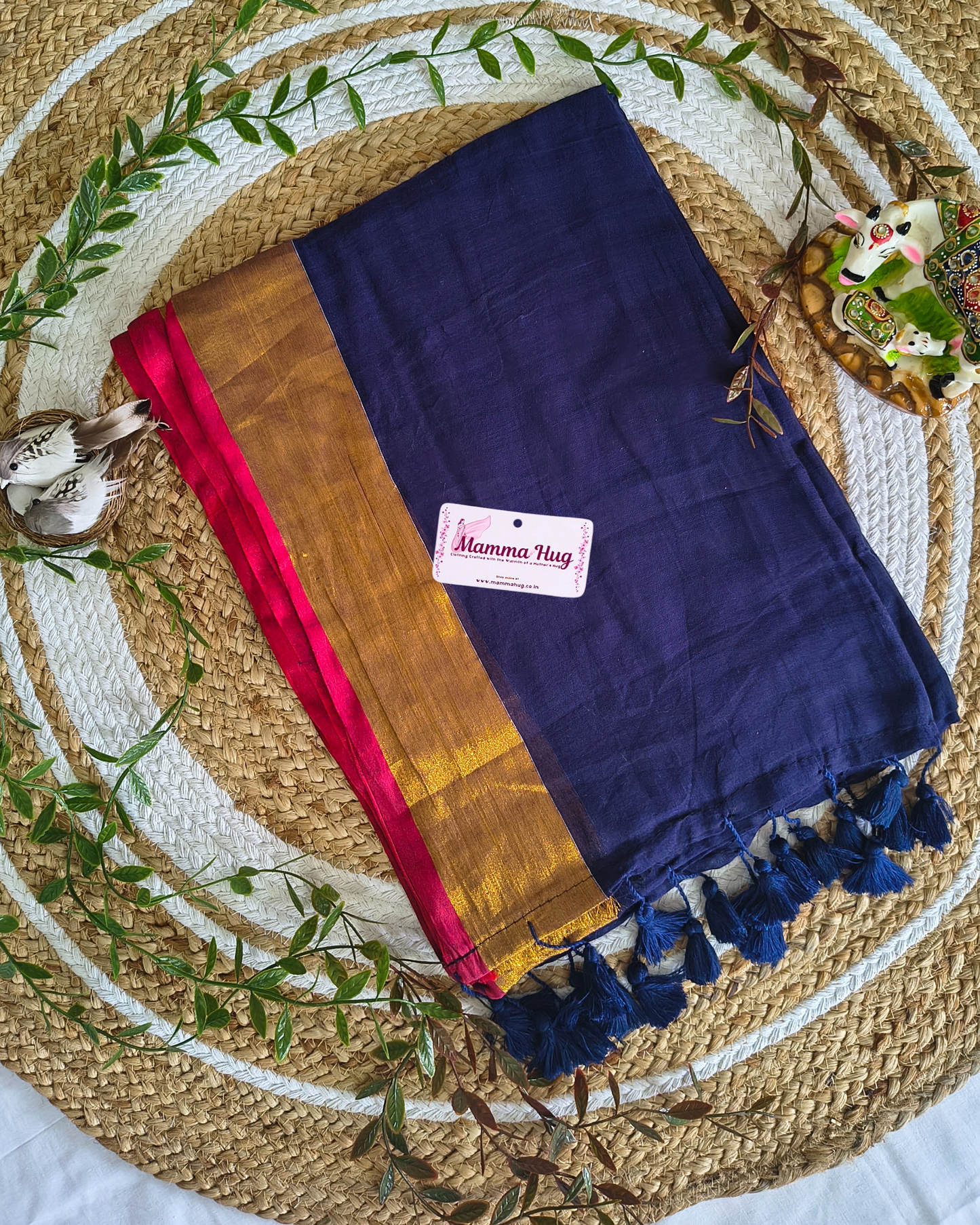 Mul Cottom Handloom Saree with Golden Border