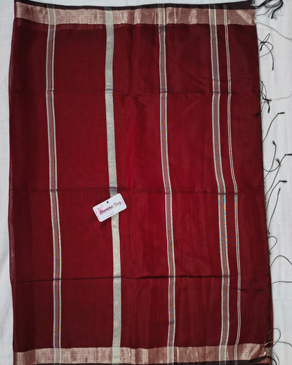 Cotton Silk Handloom Saree Silver Zari Border