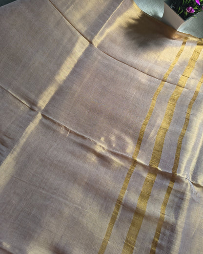 Soft Linen Tissue Saree Plain - Golden MammaHug