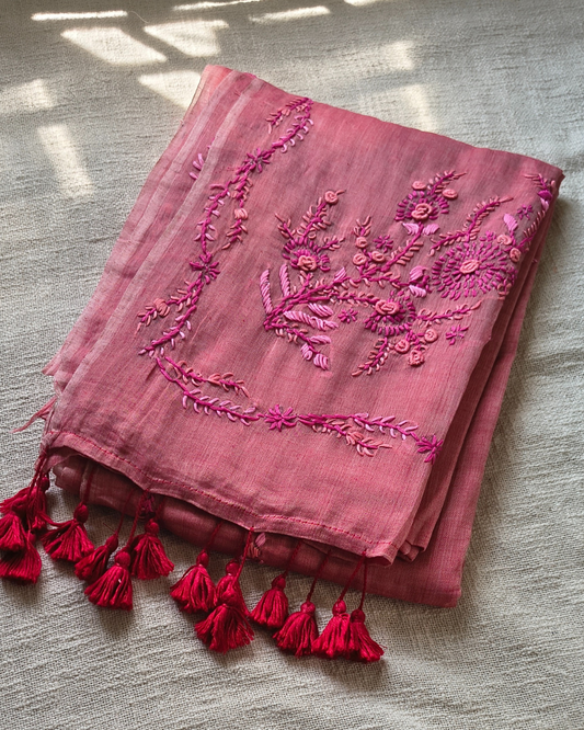 Mul Cottom Handwoven Kantha Design - Onion Pink