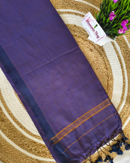 Khadi Cotton Handloom Saree Zari Woven - Navy Blue