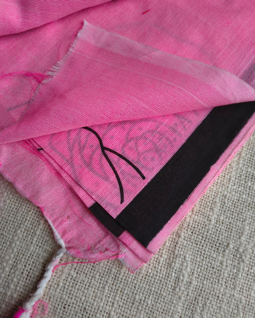 Khadi Cotton Handloom Saree with Printed Floral Design - Baby Pink