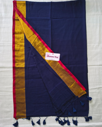 Mul Cottom Handloom Saree with Golden Border