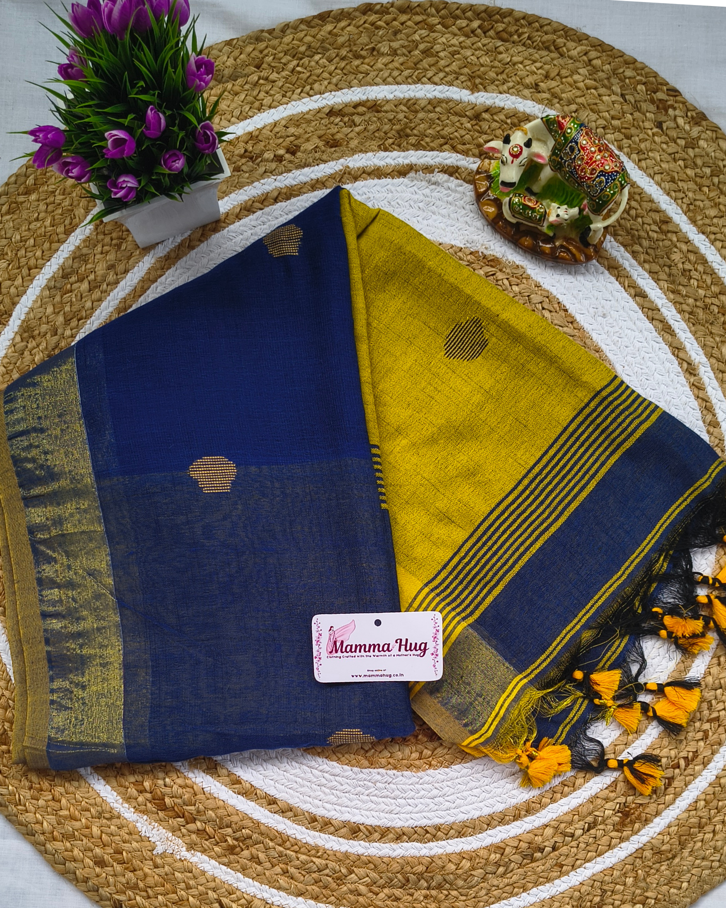 Khadi Cotton Handloom Saree Butta Design