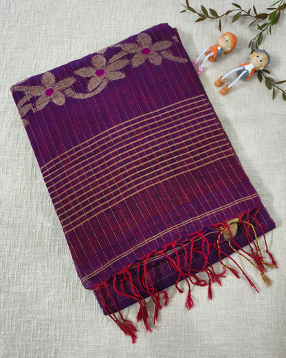 Premium Linen By Linen Handloom Saree - Purple