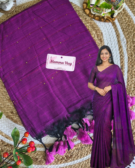 Mul Cotton Handloom Saree with Sequins MammaHug