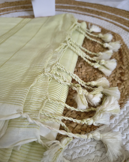 Khadi Cotton Handloom Saree Zari Woven - Yellowish White