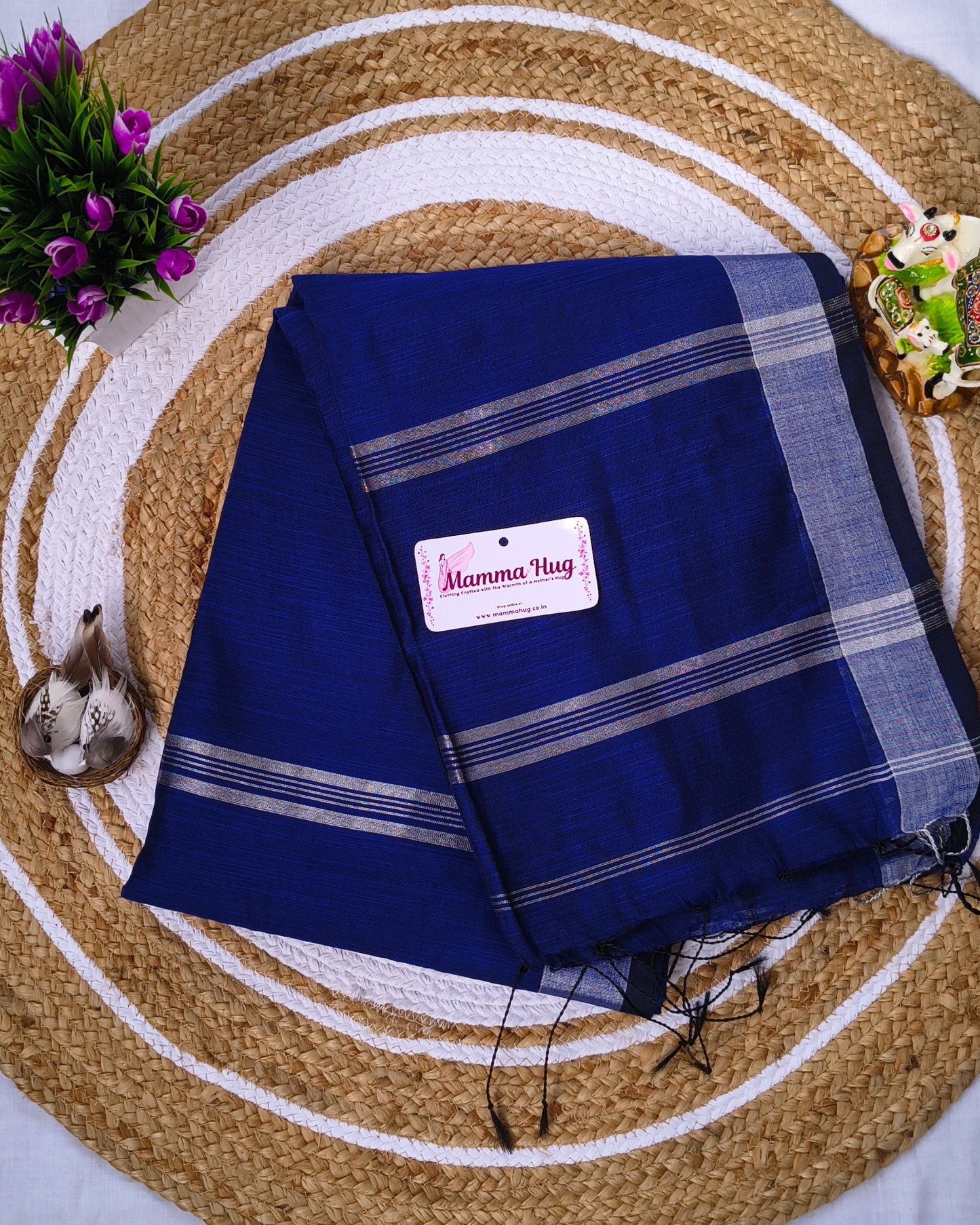 Cotton Silk Handloom Saree Silver Zari Border