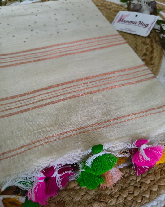 Premium Linen By Linen Handloom Saree - White