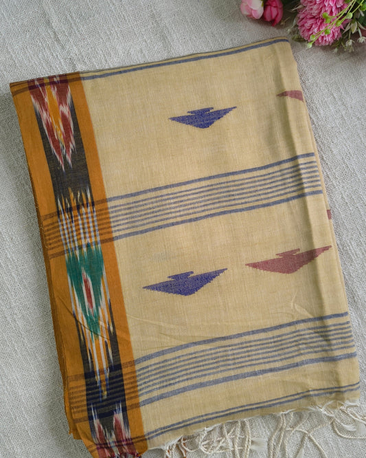 Pure Cottom Handloom Saree - Ikkat - Sandal