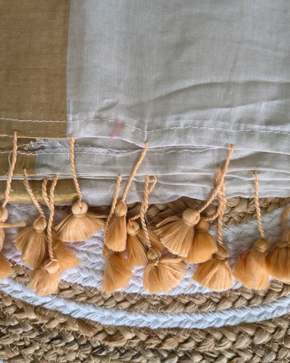 Mul Cottom Handloom Saree with Golden Border