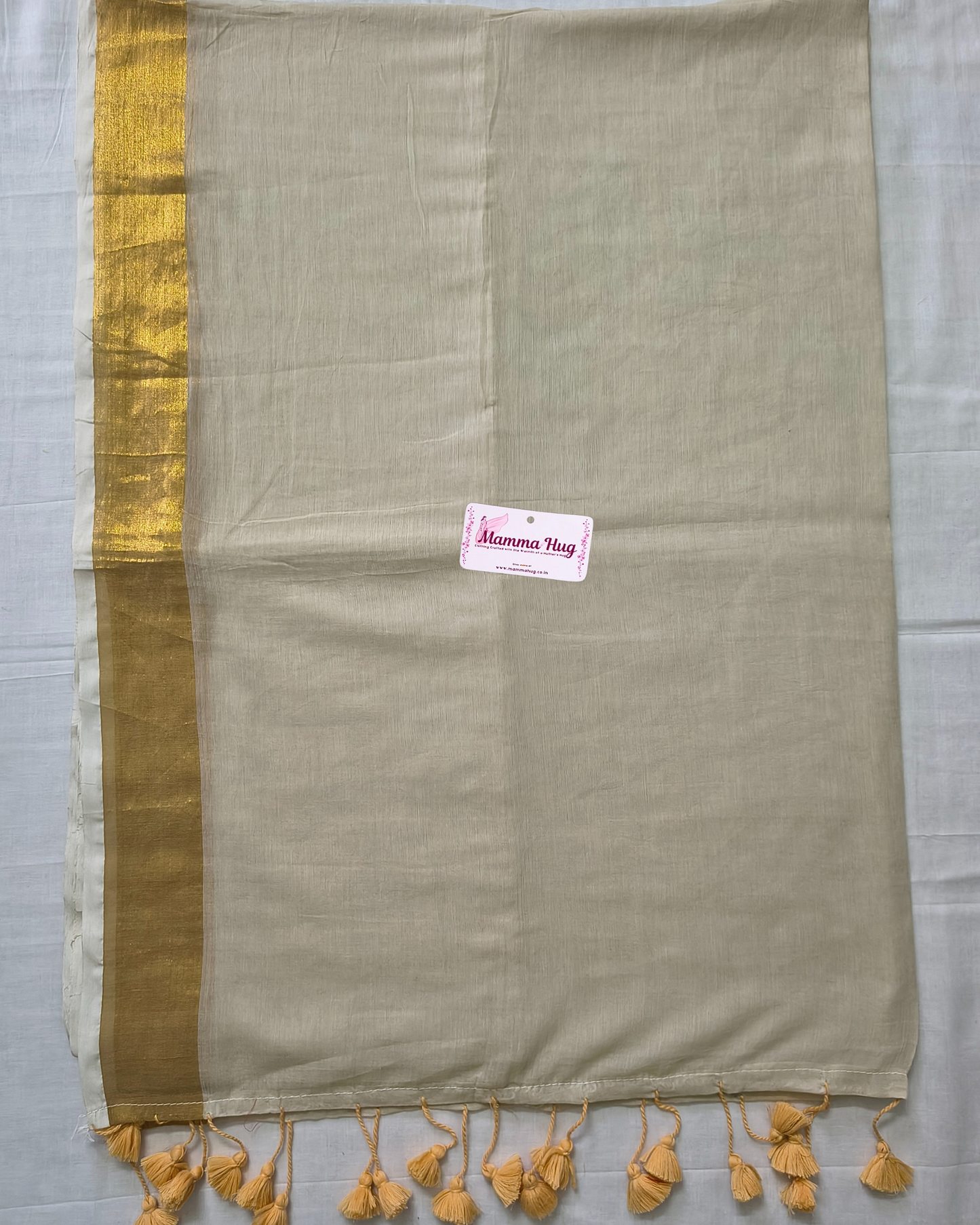 Mul Cottom Handloom Saree with Golden Border