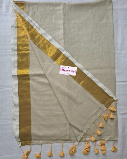 Mul Cottom Handloom Saree with Golden Border