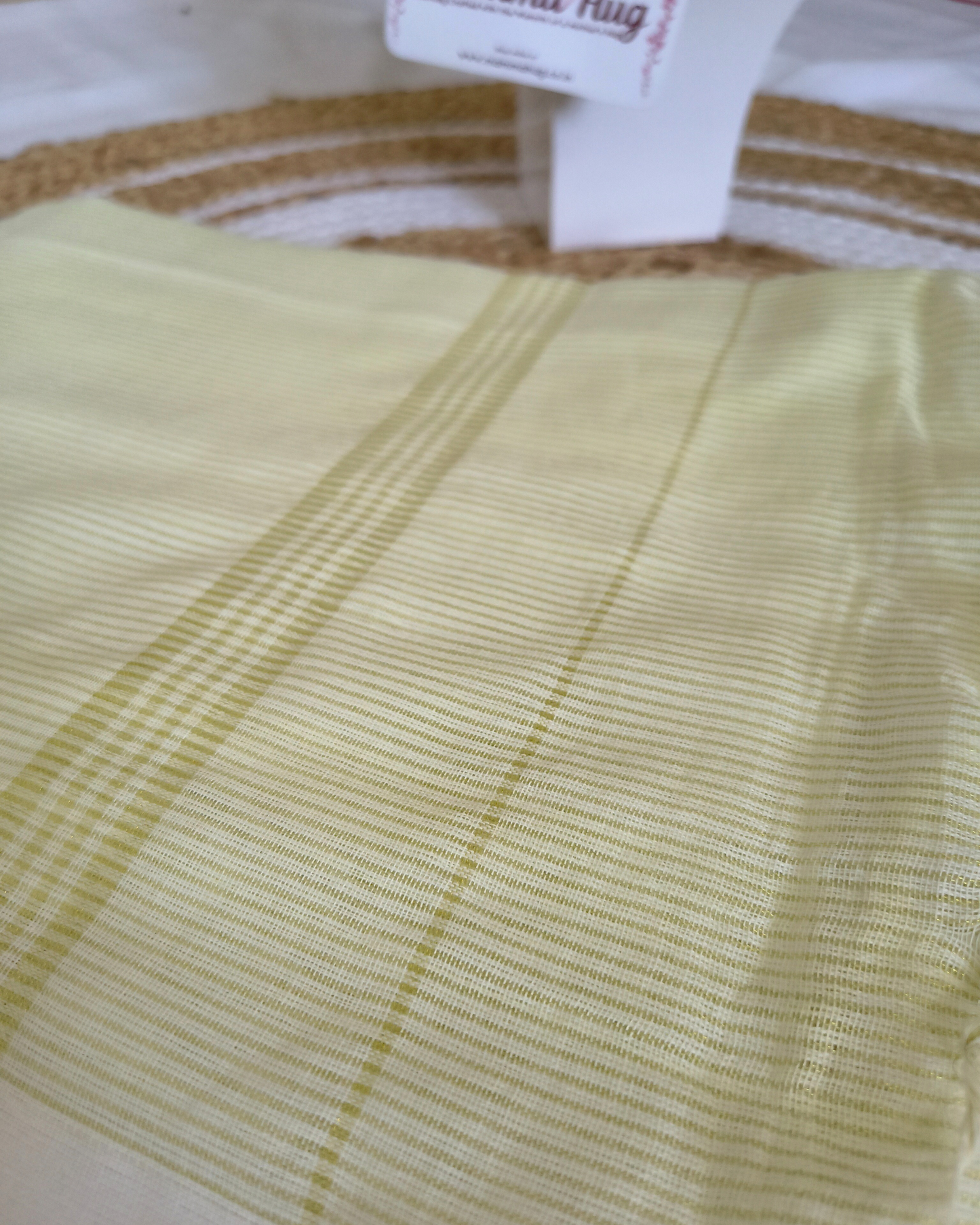 Khadi Cotton Handloom Saree Zari Woven - Yellowish White