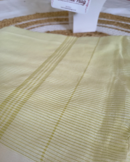 Khadi Cotton Handloom Saree Zari Woven - Yellowish White