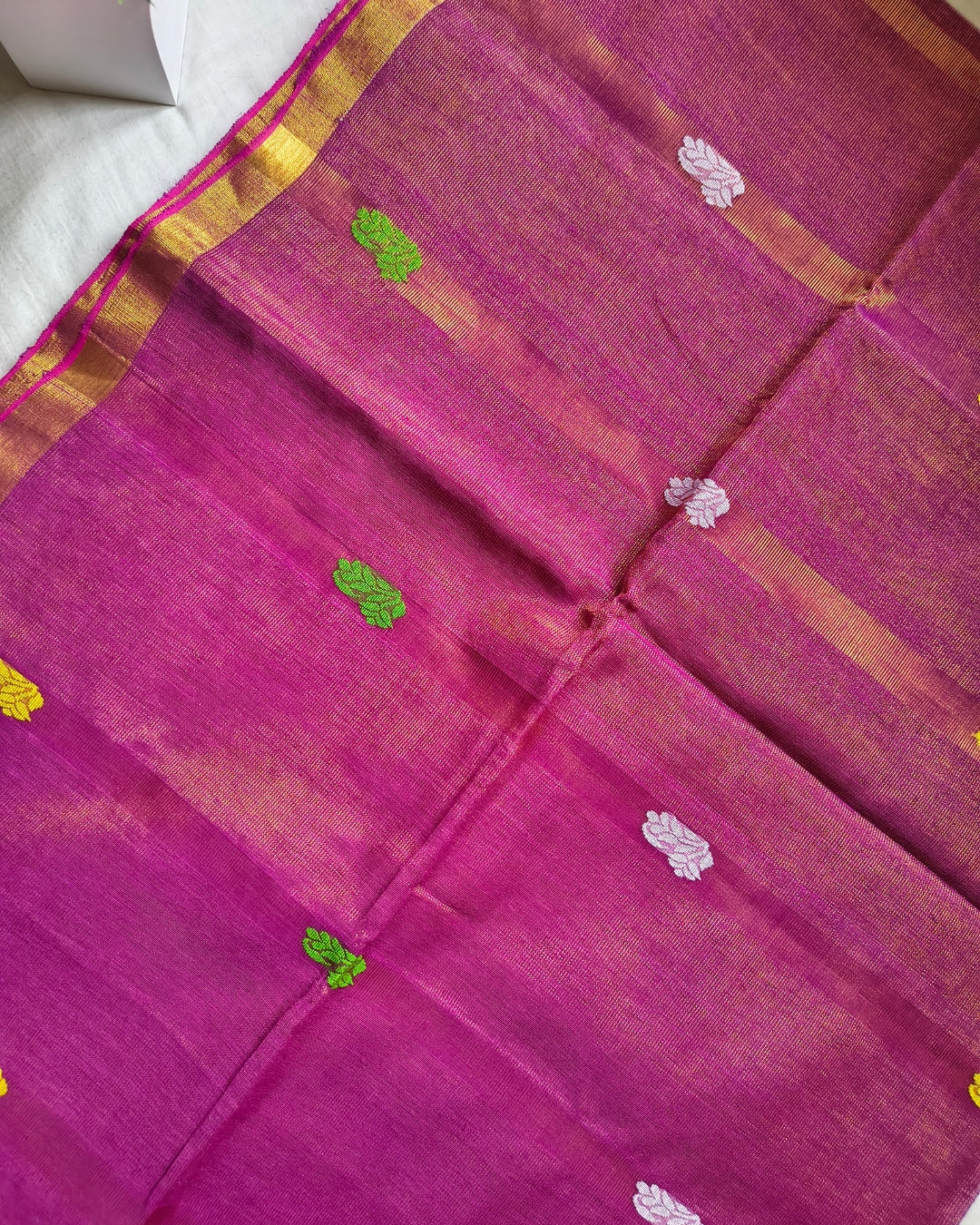 Handloom Tissue Linen with Jamdhani Weaving Buttas - Magenta MammaHug