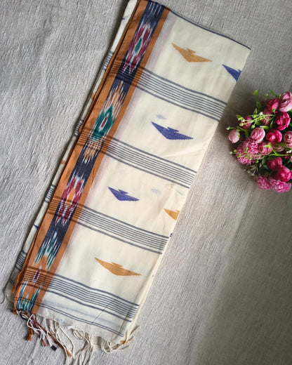 Pure Cottom Handloom Saree - Ikkat - Beige