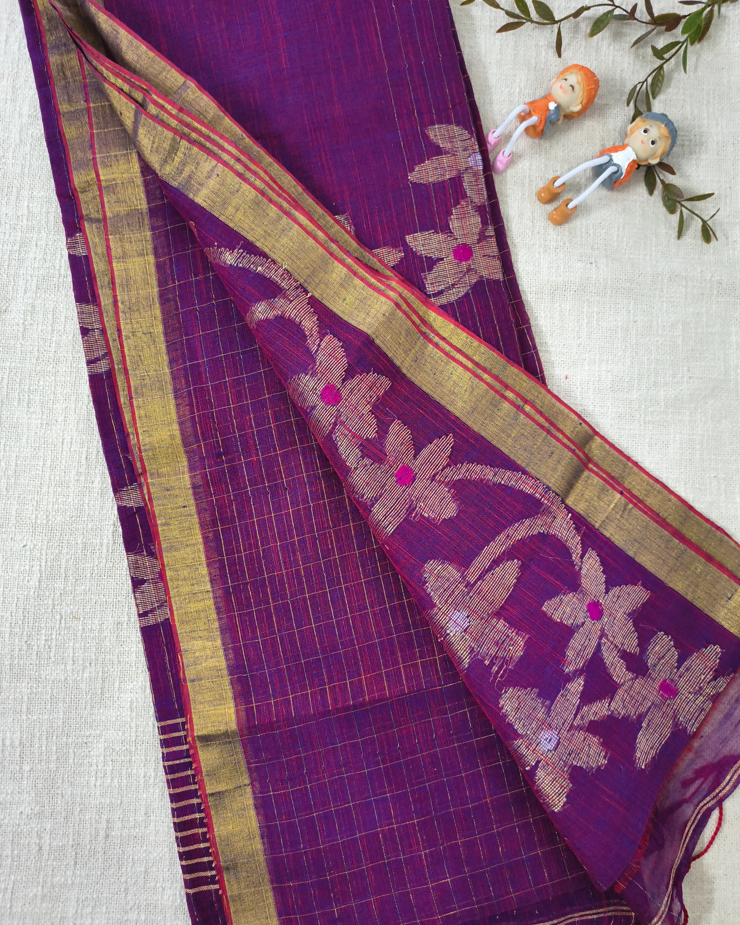 Premium Linen By Linen Handloom Saree - Purple
