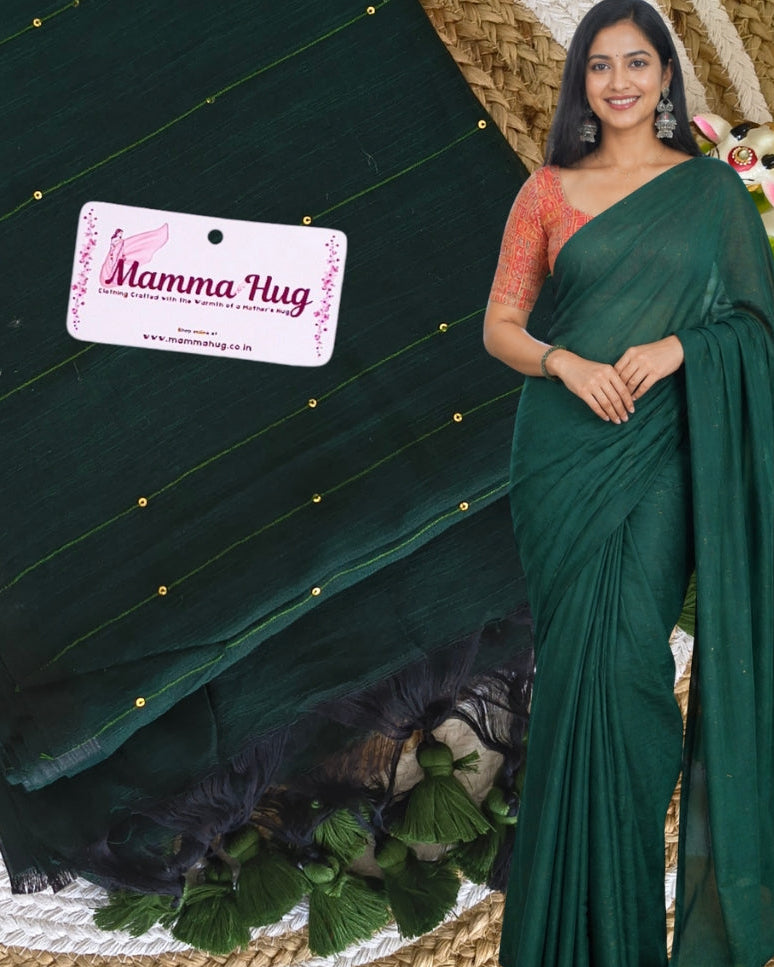 Mul Cotton Handloom Saree with Sequins MammaHug