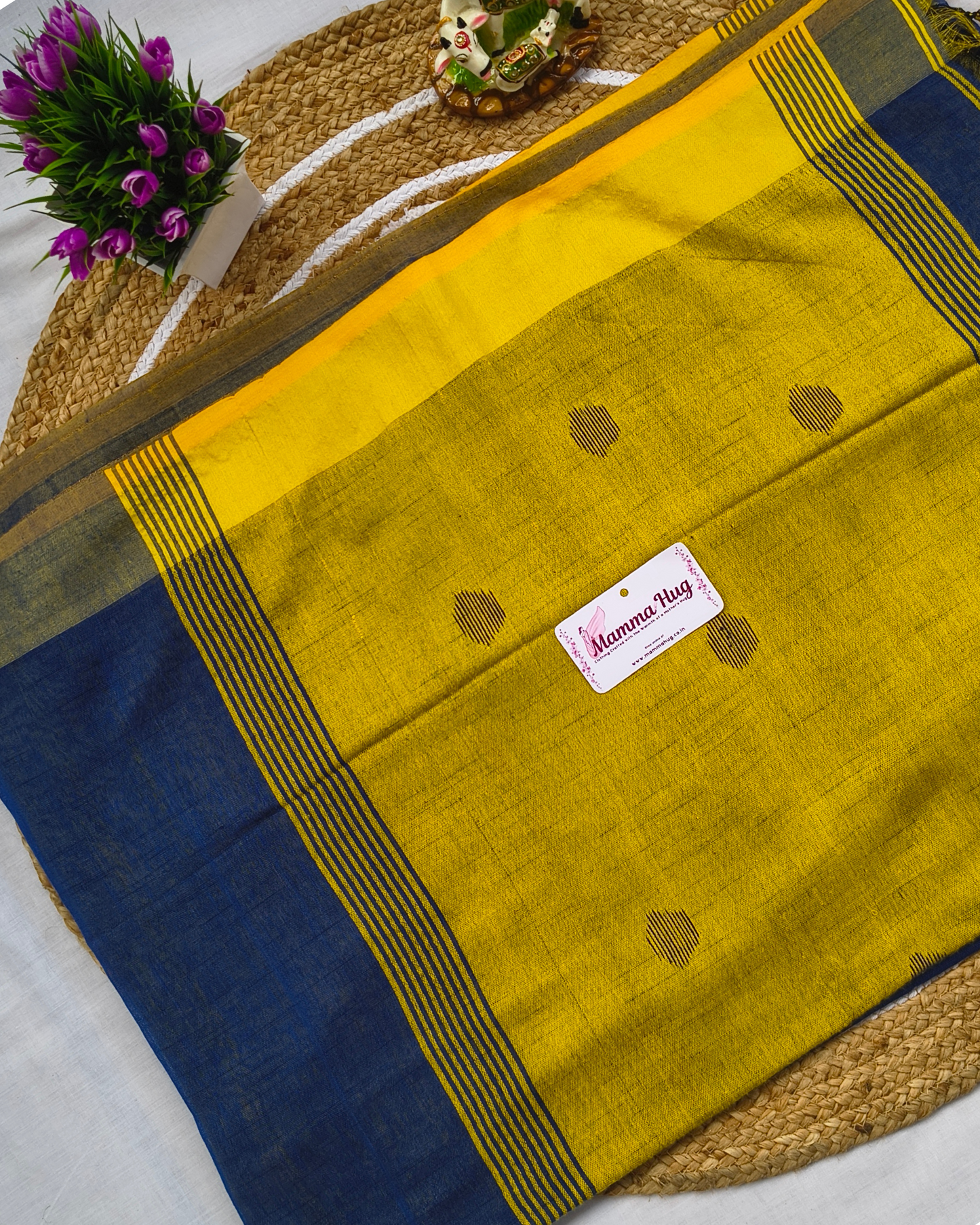 Khadi Cotton Handloom Saree Butta Design
