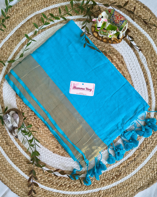 Mul Cottom Handloom Saree with Golden Border