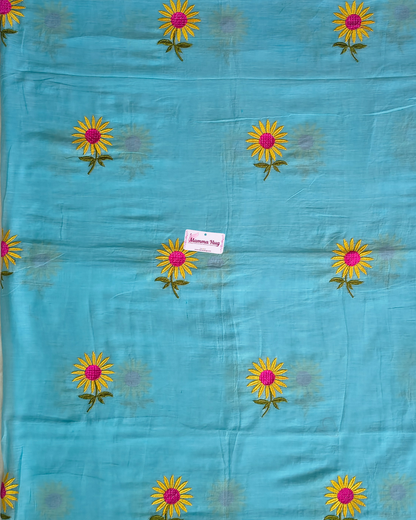 Mul Cottom Handloom Saree Flower Embroidery