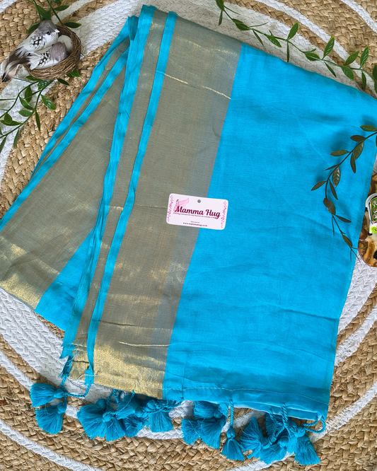 Mul Cottom Handloom Saree with Golden Border