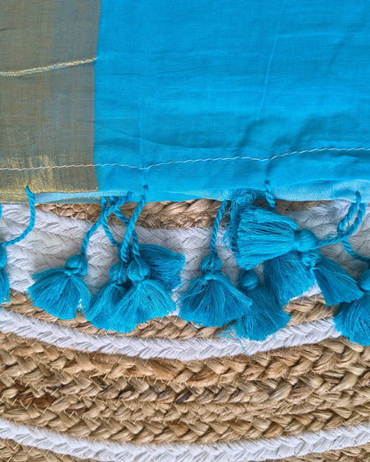 Mul Cottom Handloom Saree with Golden Border