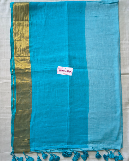 Mul Cottom Handloom Saree with Golden Border