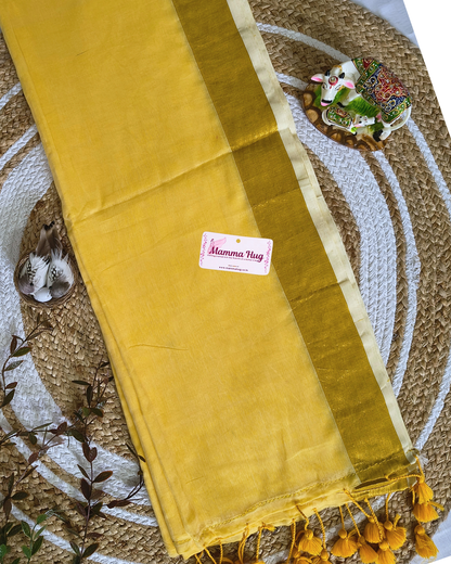 Mul Cottom Handloom Saree with Golden Border