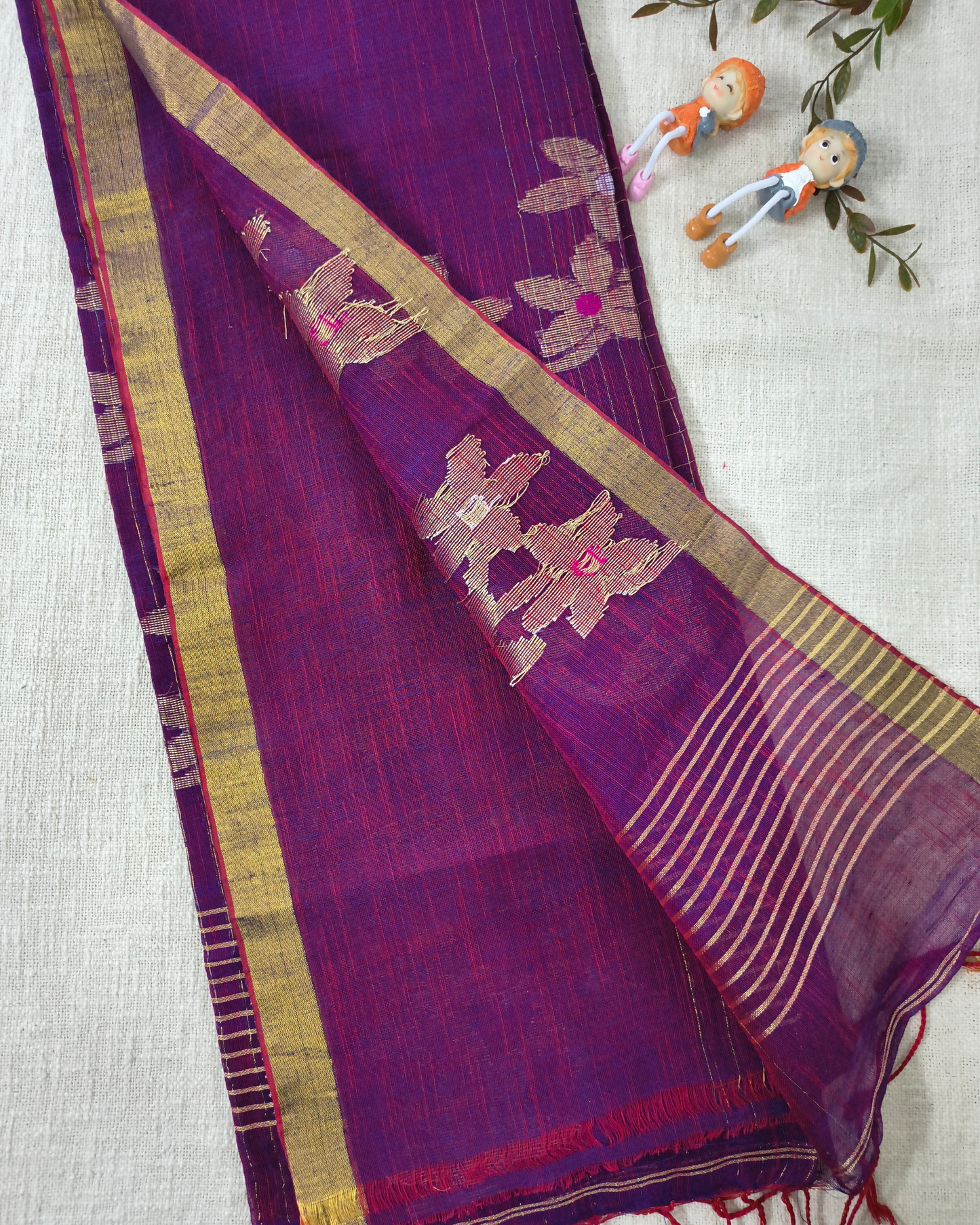 Premium Linen By Linen Handloom Saree - Purple