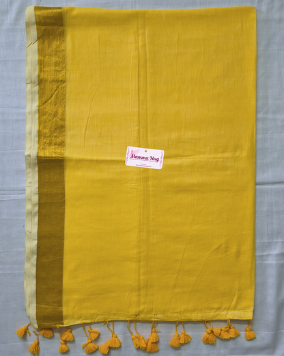 Mul Cottom Handloom Saree with Golden Border