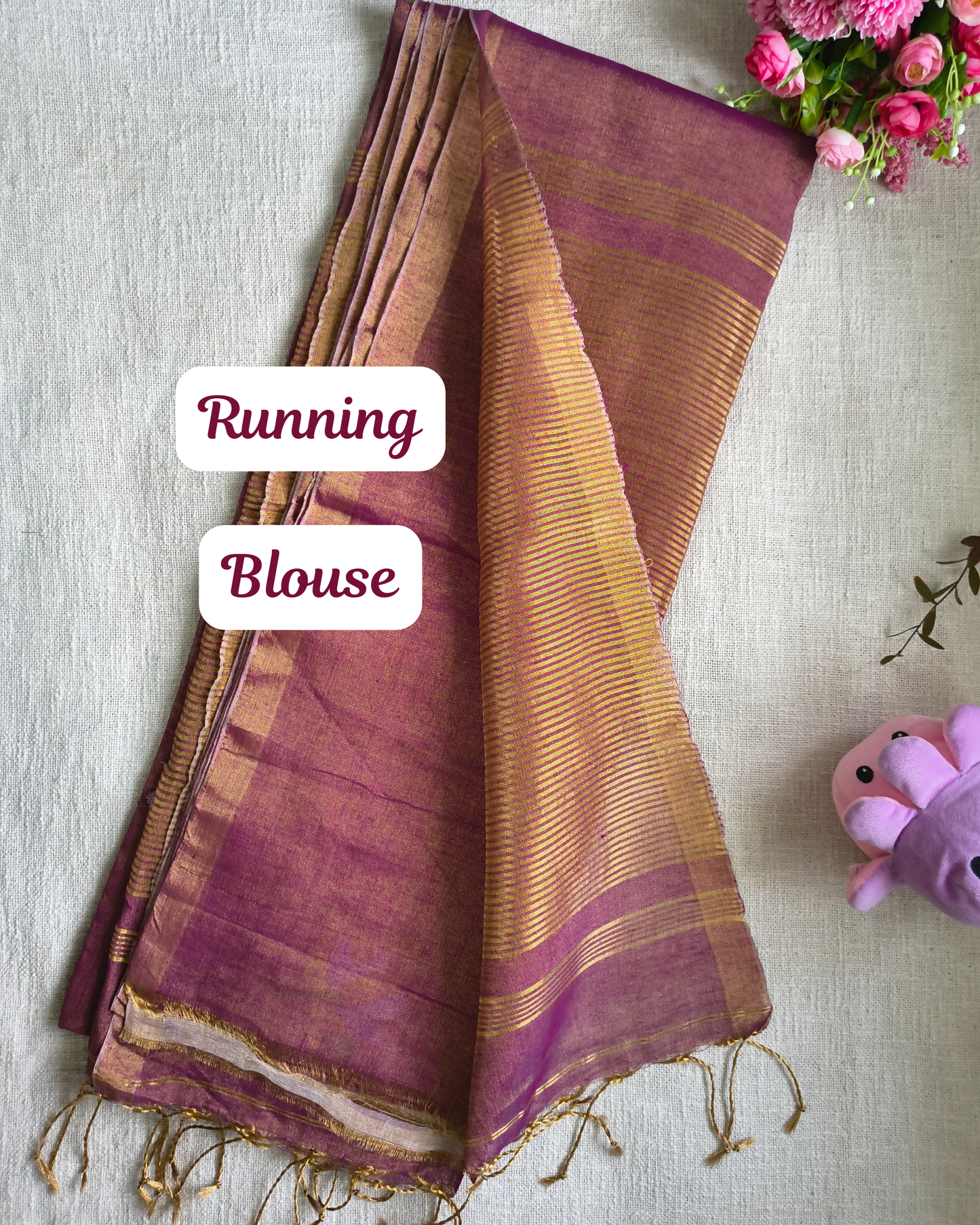 Handloom Tussar Tissue with Jamdhani Woven Design - Mauve Pink